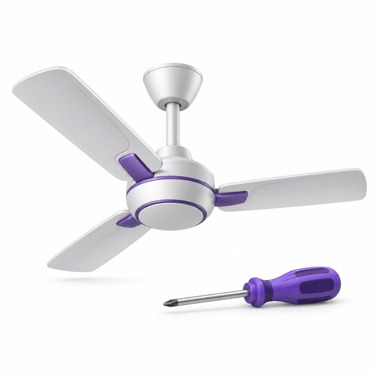 Ceiling Fan Repair — white and purple 3D service illustration