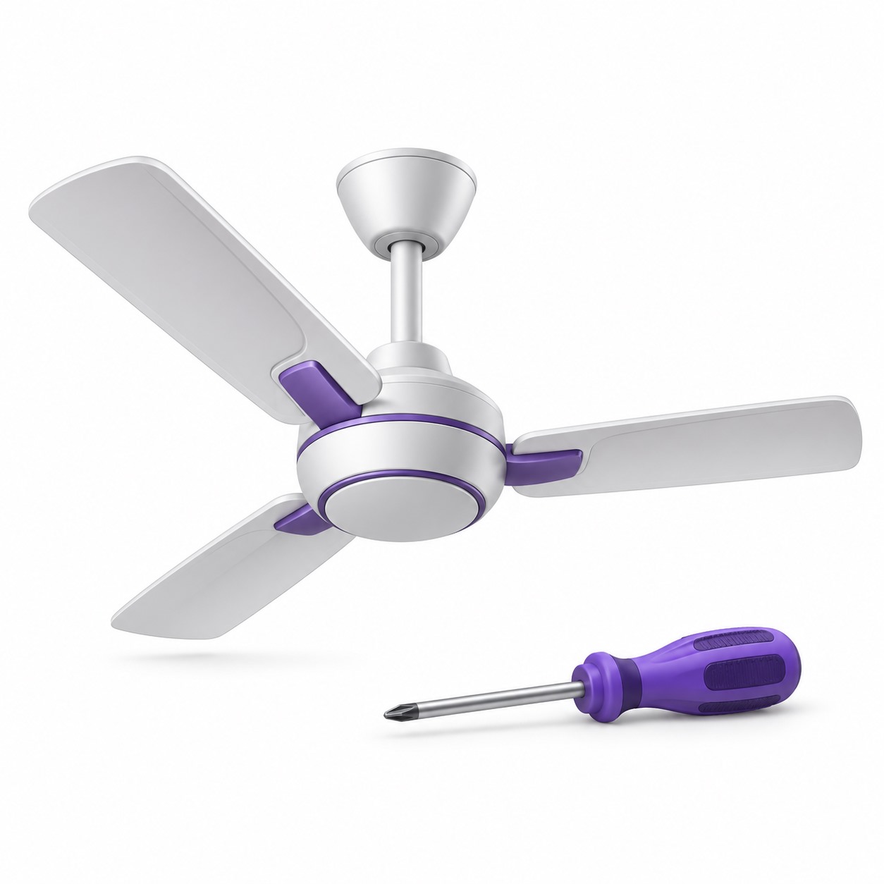 silverleaf-service-3971 Ceiling Fan Repair — white and purple 3D service illustration