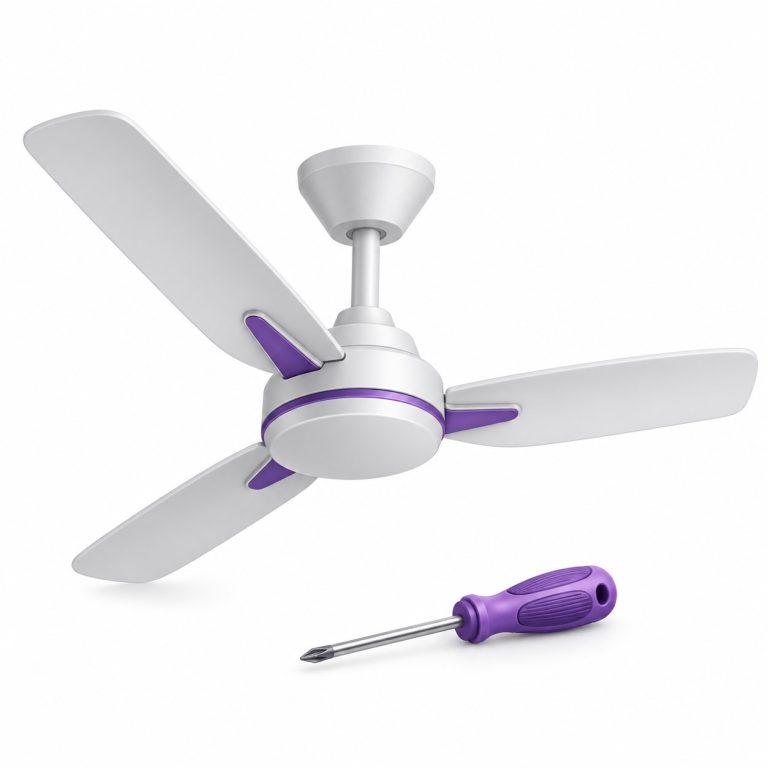 Ceiling Fan Replacement — white and purple 3D service illustration