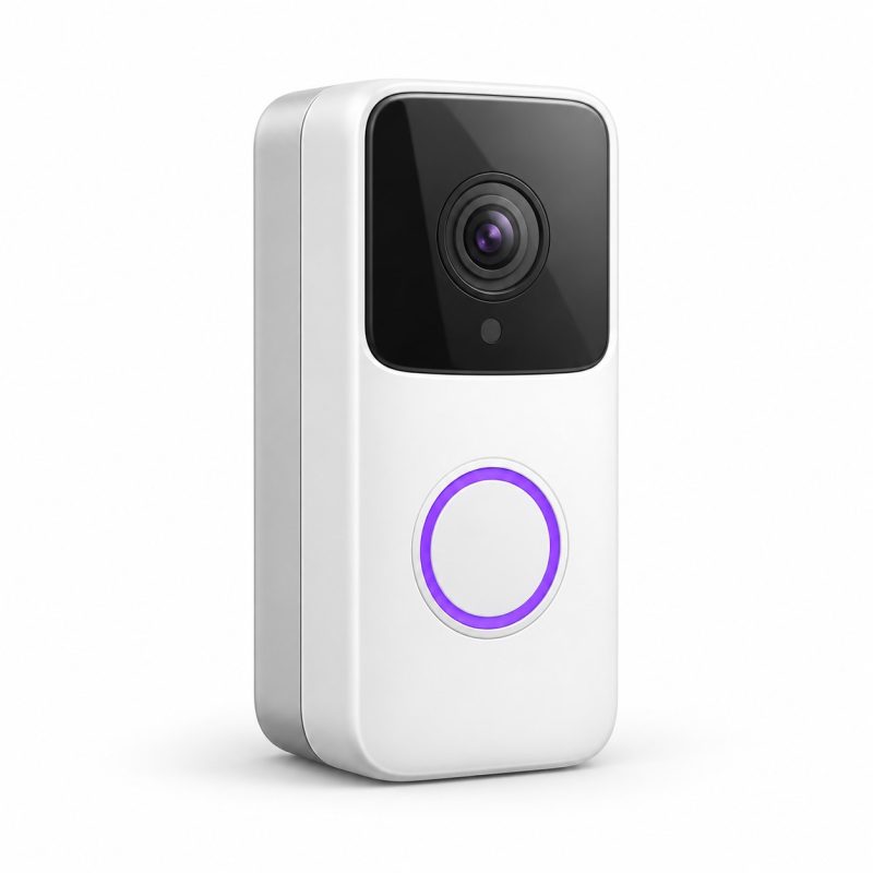 Video Doorbell Installation — white and purple 3D illustration