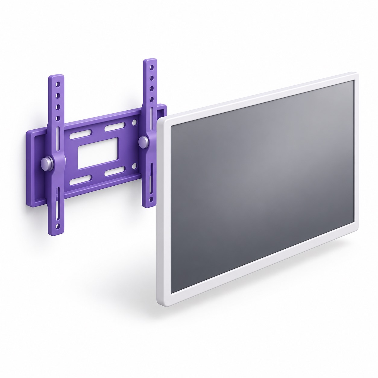 silverleaf-service-4021 TV uninstallation — white television and purple wall mounting bracket