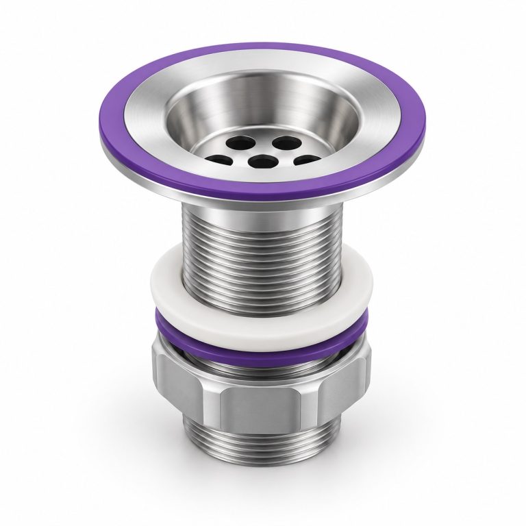 Waste Coupling Installation — white and purple 3D illustration