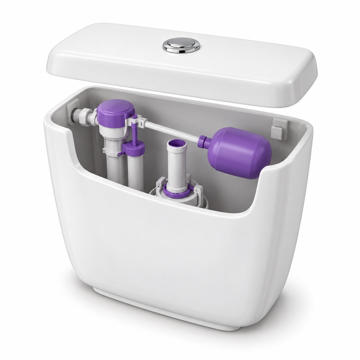 silverleaf-service-4076 Flush Tank Repair — white and purple 3D service illustration