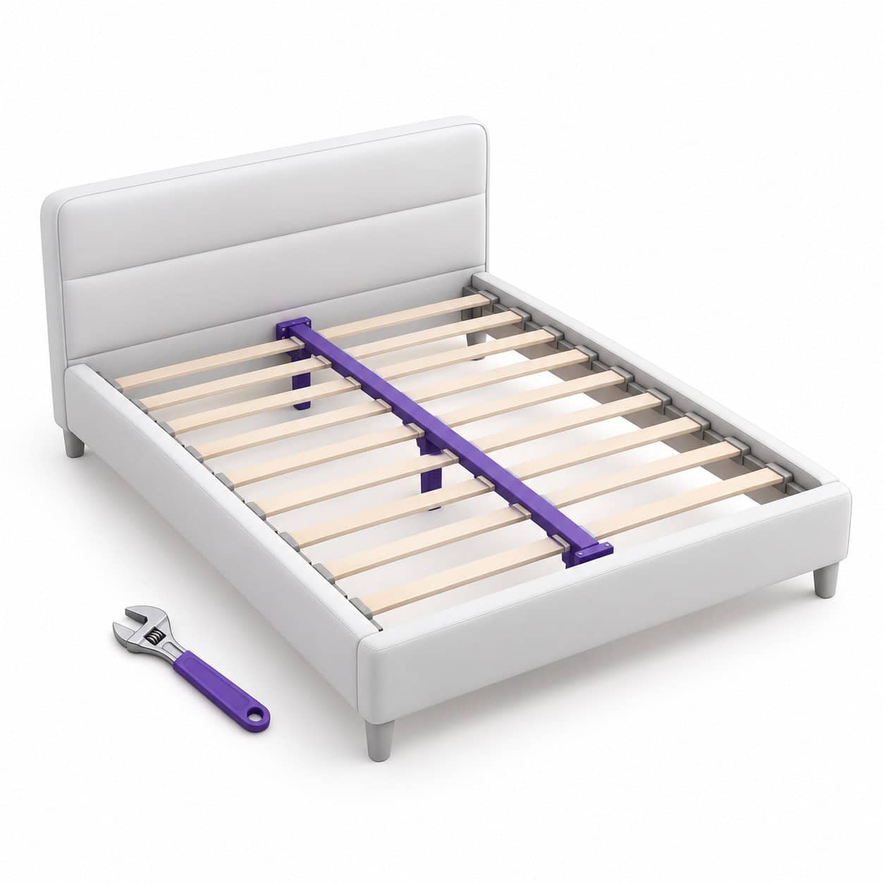 silverleaf-service-4105 Bed Support Repair — white and purple 3D service illustration