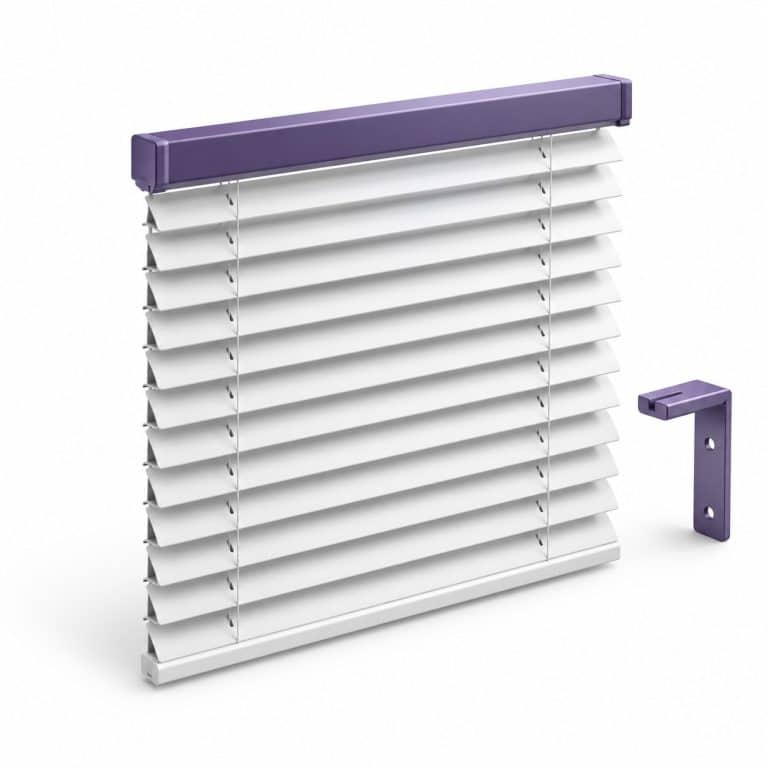 Blinds Inspection and Fitting — white and purple 3D service illustration