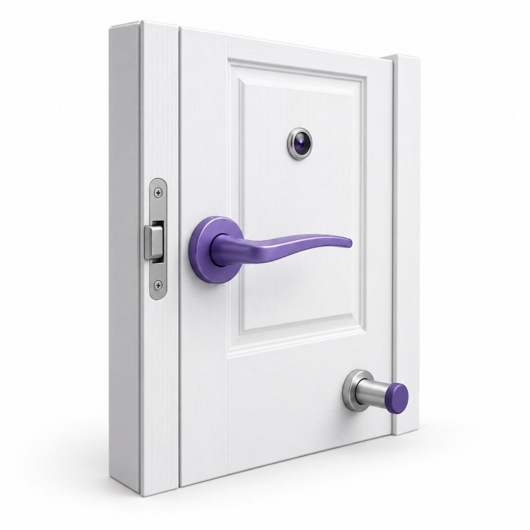 Door Accessories Installation — white and purple 3D service illustration