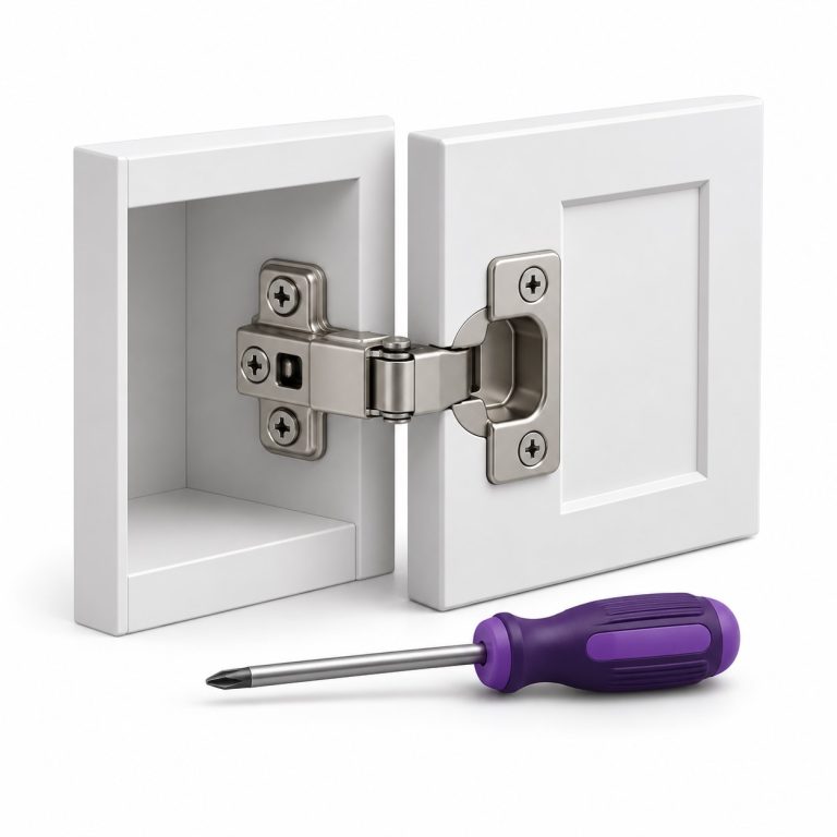 Cabinet Hinges Repair/Replacement — white and purple 3D service illustration