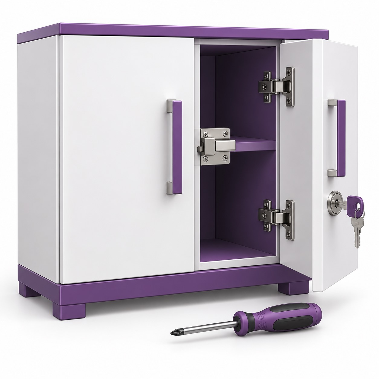 silverleaf-service-4153 Cupboard Lock & Latches — white and purple 3D illustration
