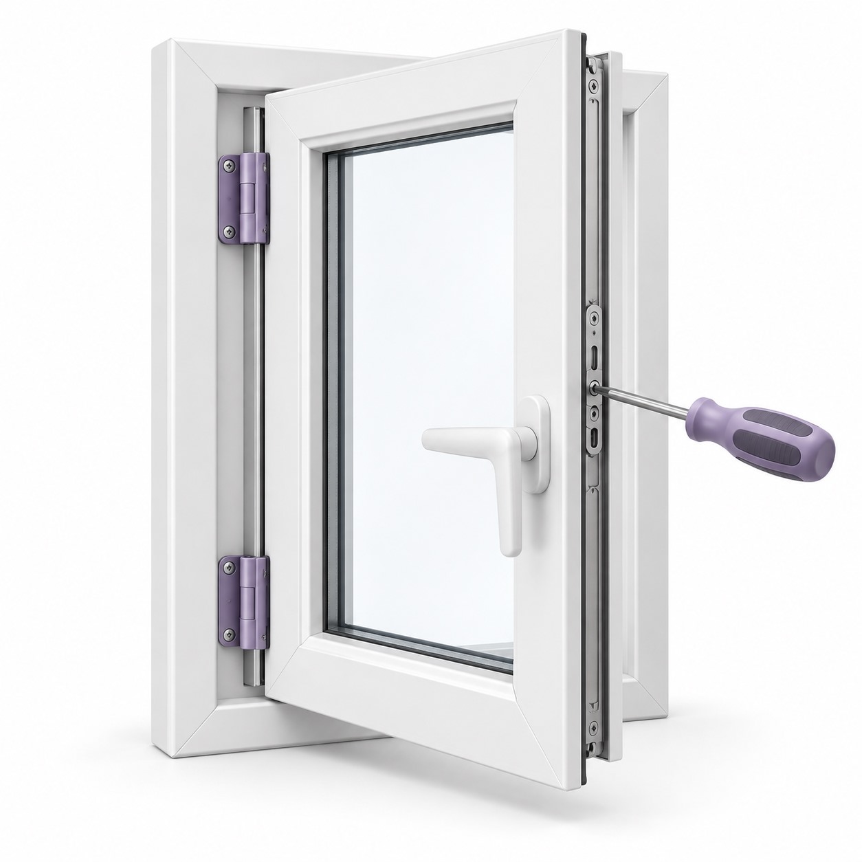 silverleaf-service-4171 Window Misalignment/Jam Repair — white and purple 3D illustration