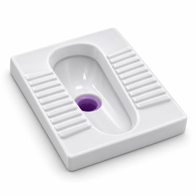 Indian Toilet Installation — white and purple 3D illustration