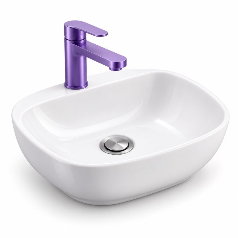 Wash Basin Installation — white and purple 3D illustration