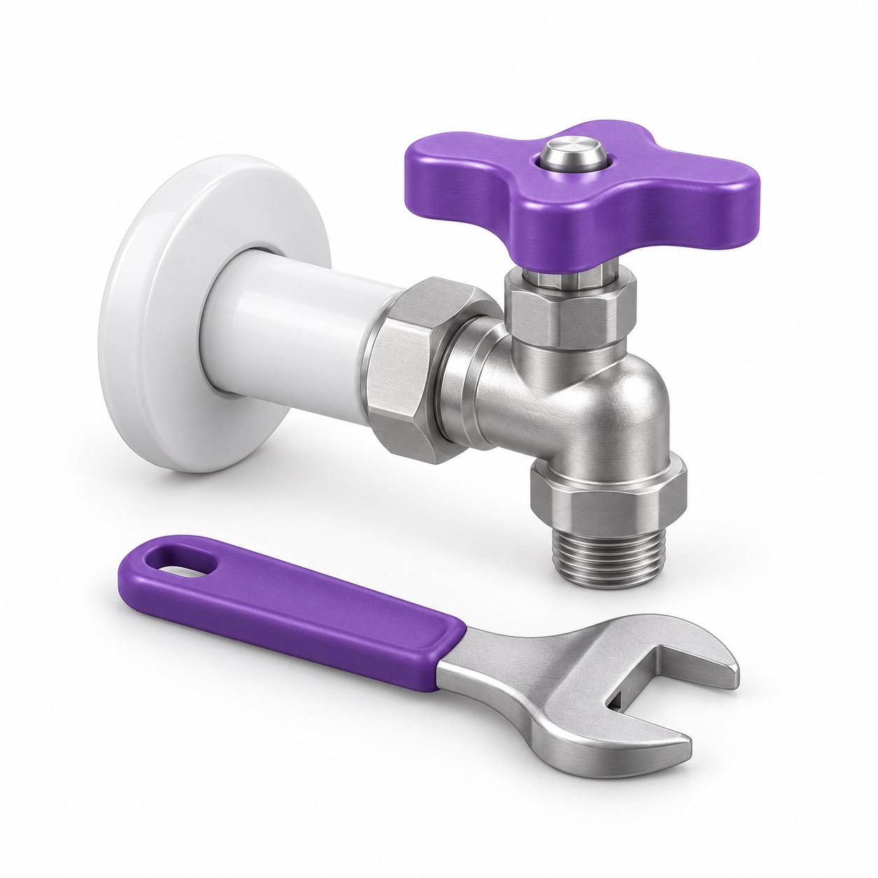 silverleaf-service-4315 Shut-off Valve Leakage Repair — white and purple 3D illustration