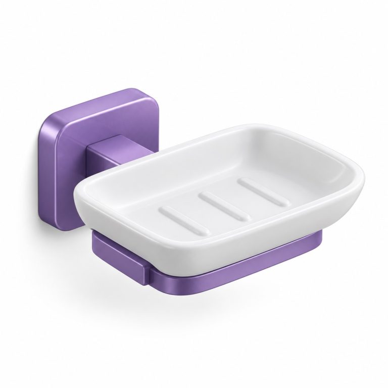 Soap Holder Installation — white and purple 3D illustration