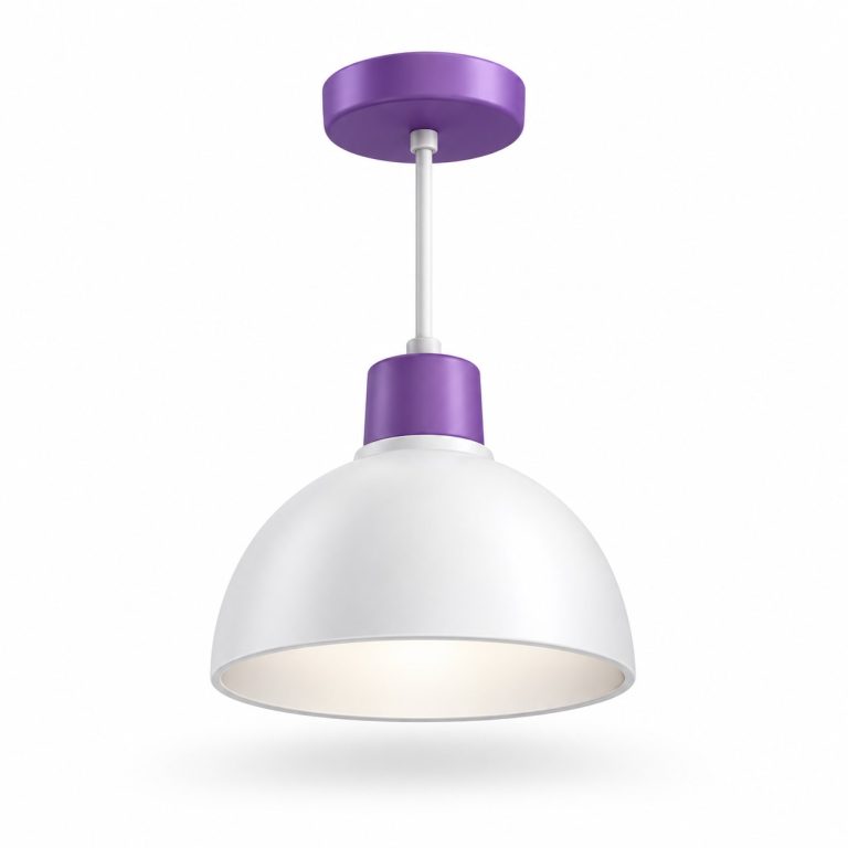 Hanging Light Installation — white and purple 3D illustration