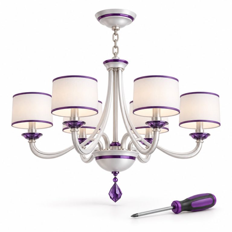 Chandelier Installation — white and purple 3D illustration