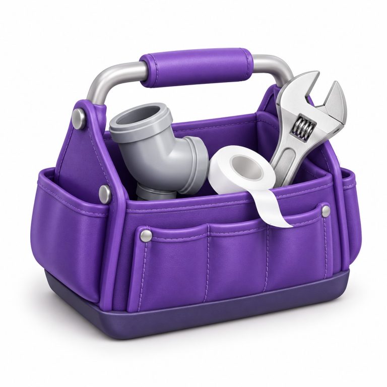 Plumbing Consultation Visit — white and purple 3D illustration