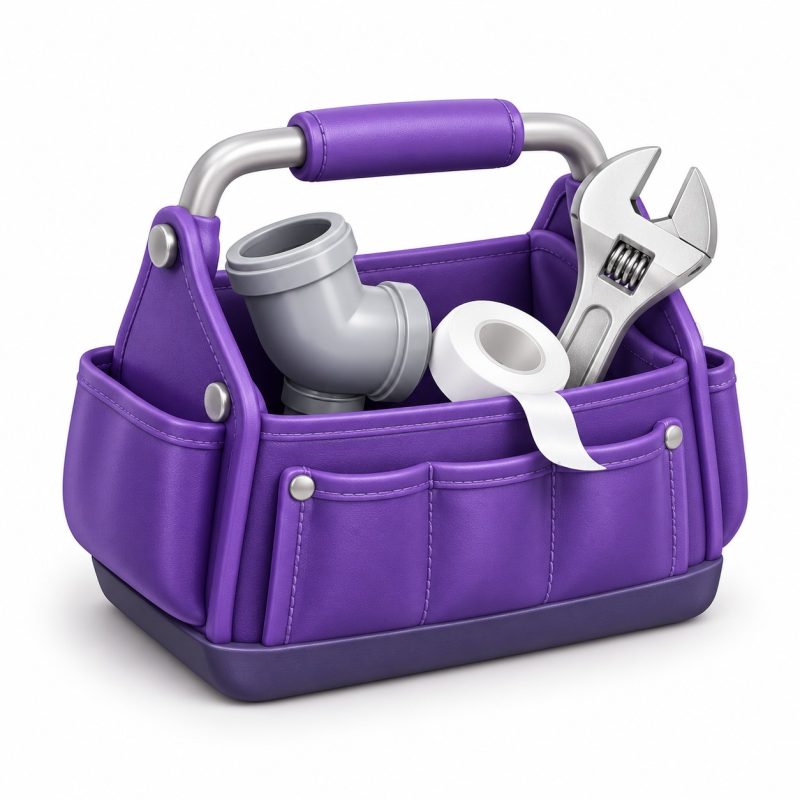 Plumbing Consultation Visit — white and purple 3D illustration