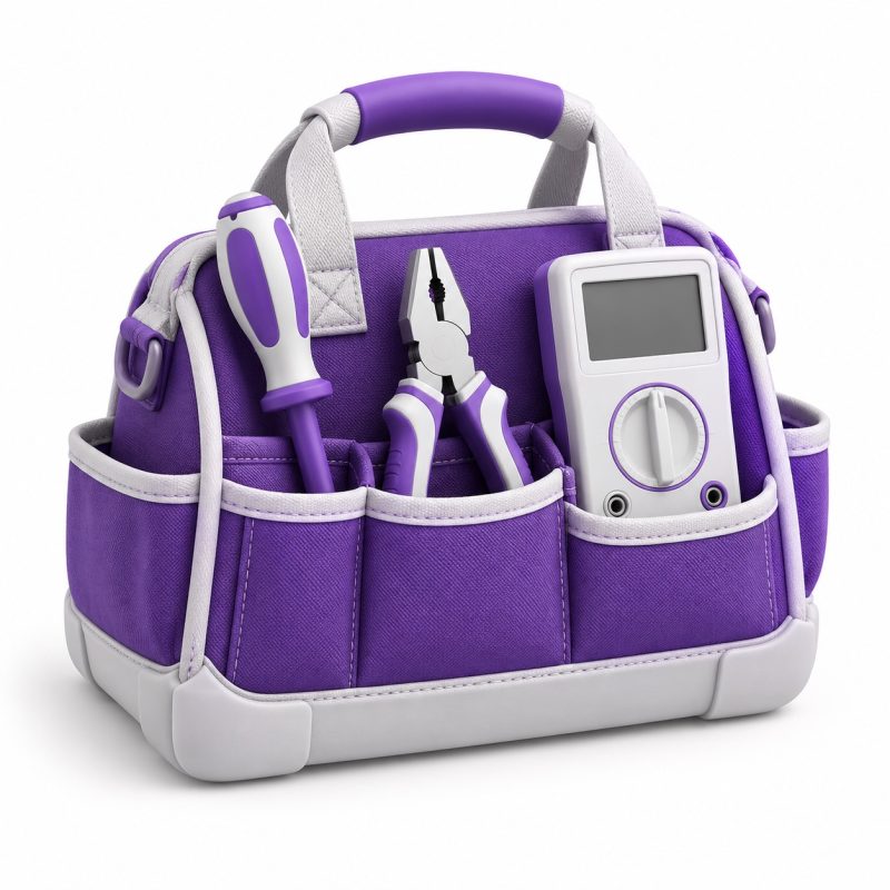 Electrical Consultation Visit — white and purple 3D illustration