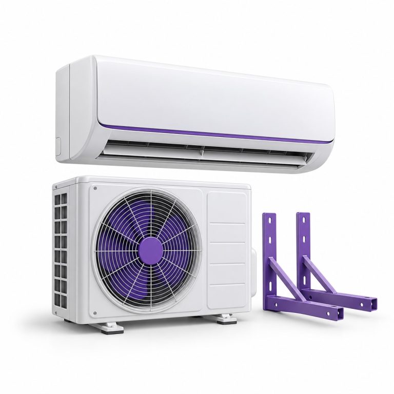AC Unit Reinstallation — white and purple 3D illustration
